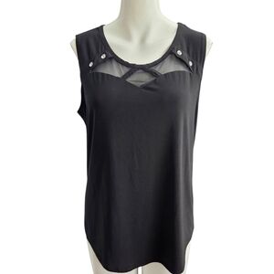 Adele & May Black Sleeveless Blouse With Peek A Boo Detail At Neckline SZ Large